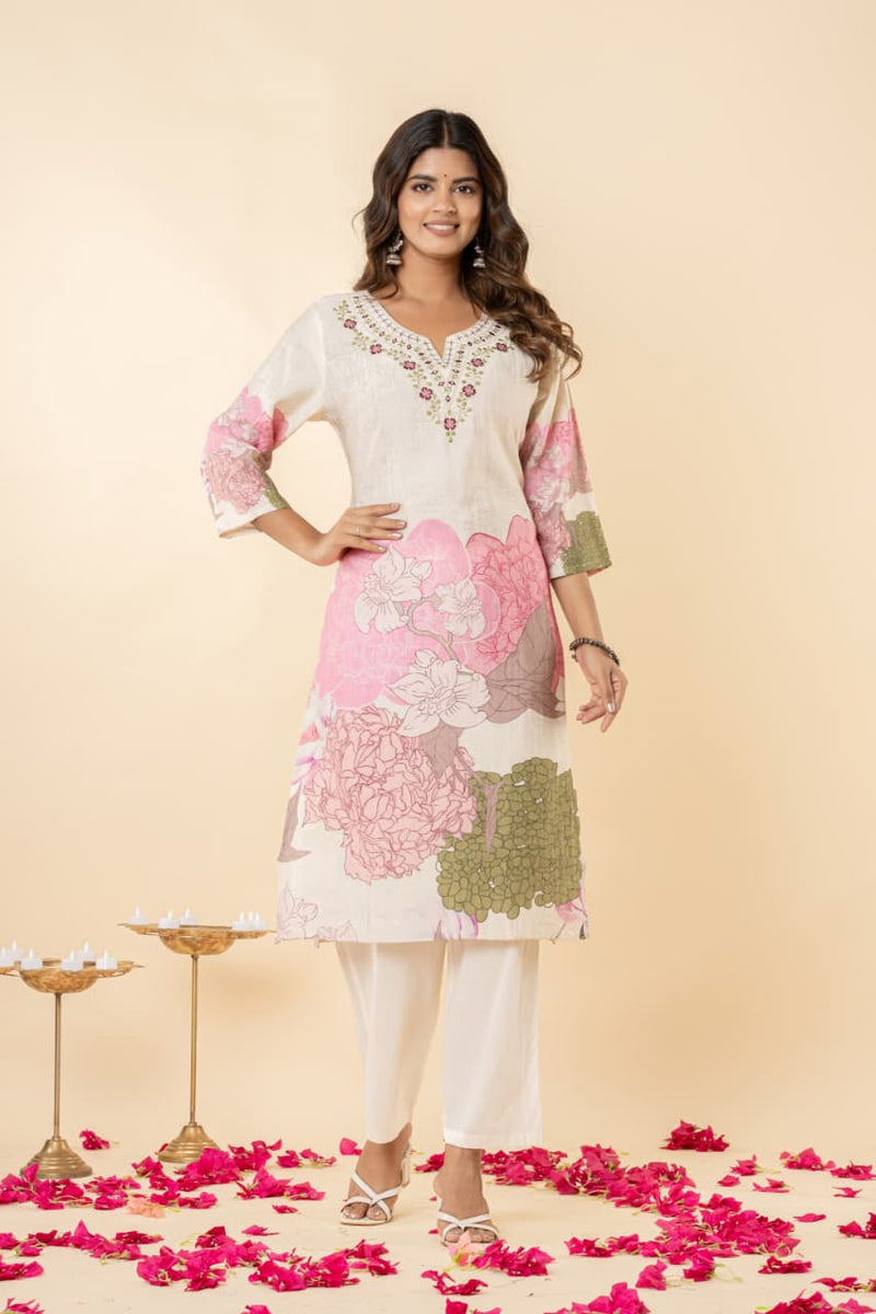 Ruaati White Kurti Set