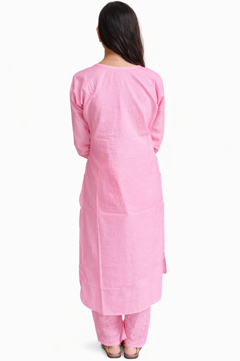 Ruaati Women Mul Cotton Chikankari Straight Kurta with Pant Set