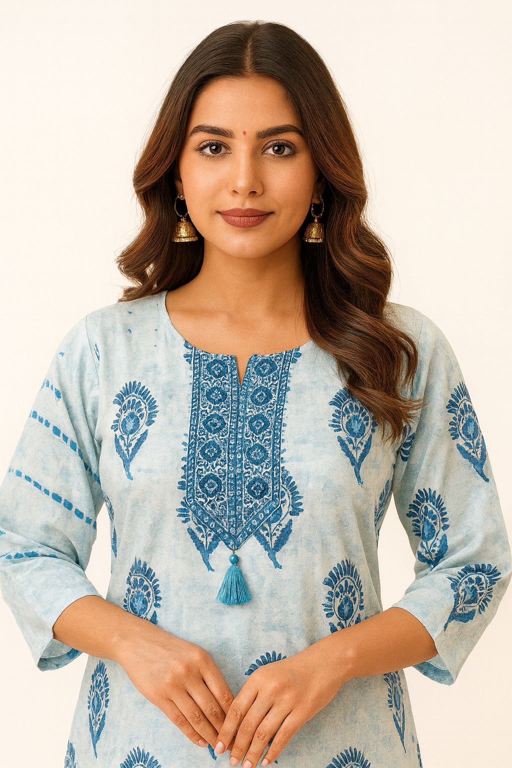 Ruaati Women Cotton Embroidery & Print Kurta Pant Dupatta Suit Set for Office Wear