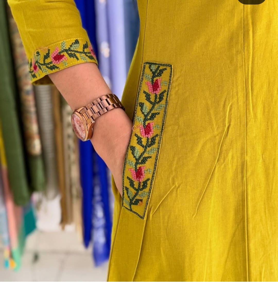 Fine Cotton fabric Coordinate set with Fully Embroidery on Yoke and Sleeves, 2 Pc. Sets