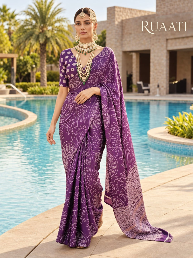 Wine Modal Silk Saree with Mirror Work & Designer Border