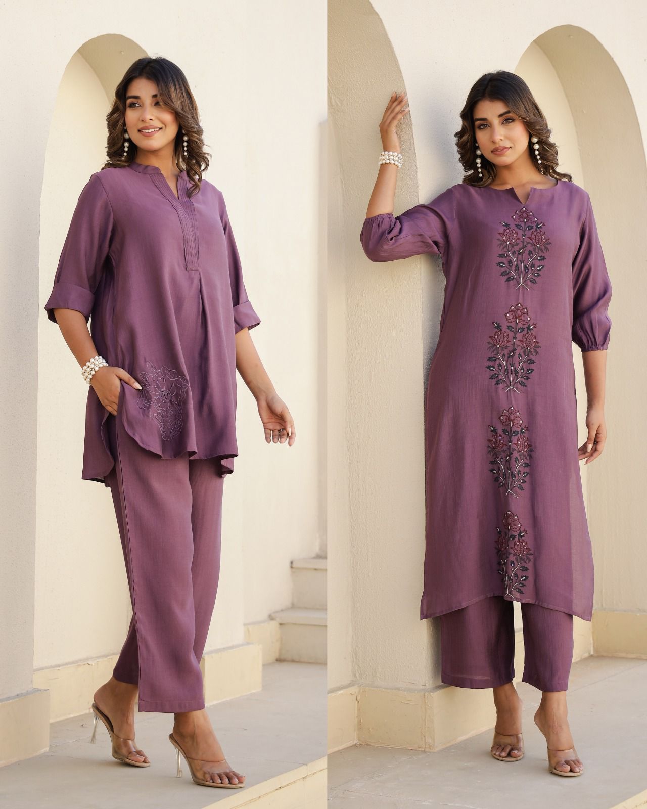 Mauve Kurti, Top & Pant Combo Set. Cotton fabric, Supper Fitting & Superior Quality Cotton Fabric.