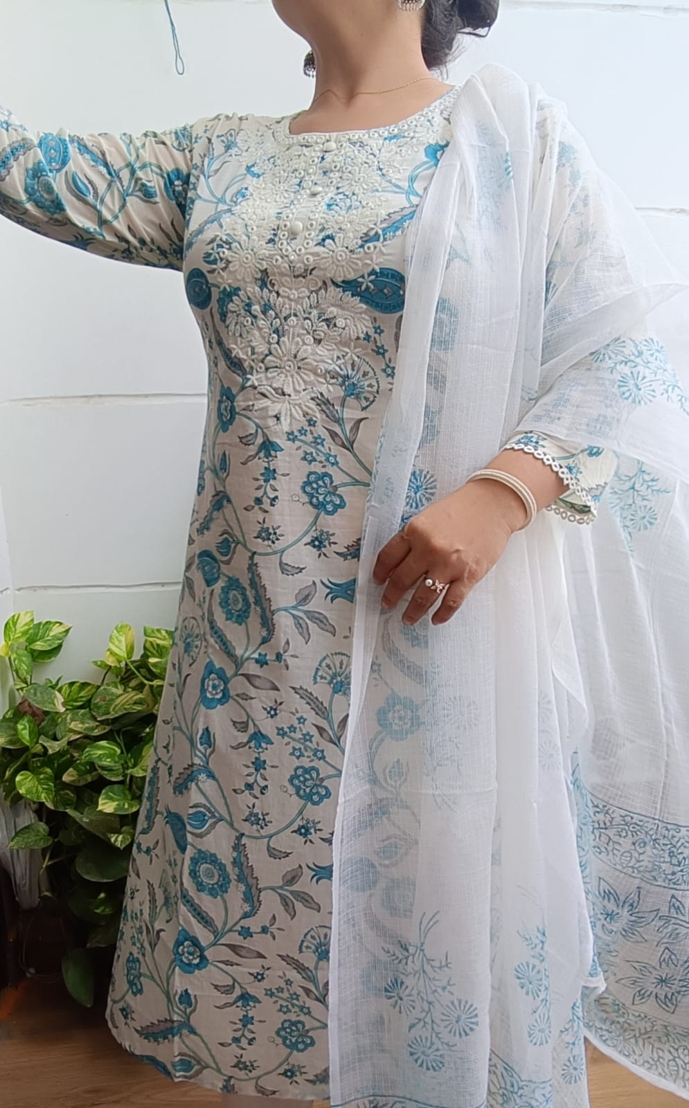 Beautiful Rich Cotton Kurta Set with Hand Block Printed Kota Doria Dupatta Designer Suit. Superior Quality Fabric 3 Pc Sets.