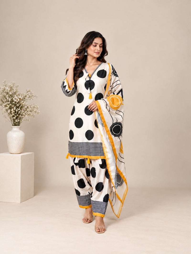 Off-White Printed Crepe Suit Set