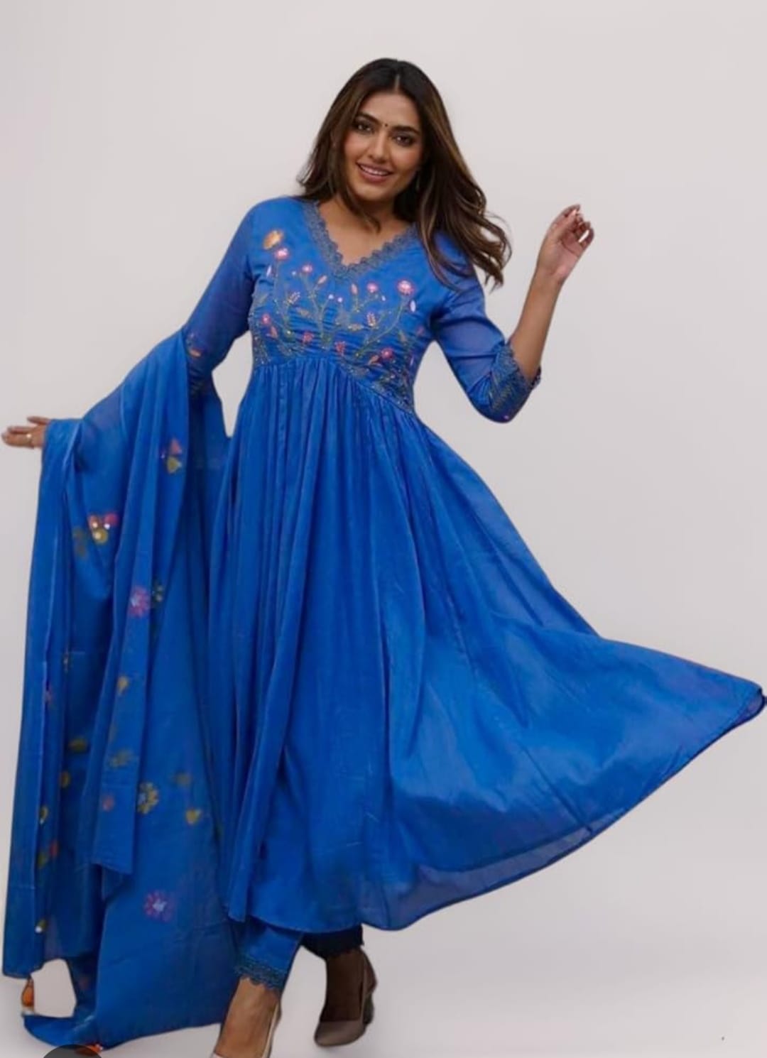 Beautiful Premium Collection Flare Kurta Style, High-Quality Cotton Fabric, 3 Pc Set.