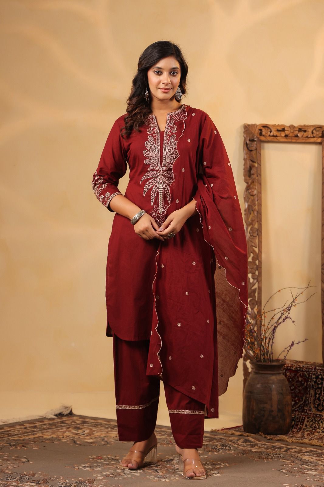 Premium Farsi Salwar 3-Piece Set with Attached Lining in Pure Cotton Fabric. Superior Fitting & Quality Cotton Fabric