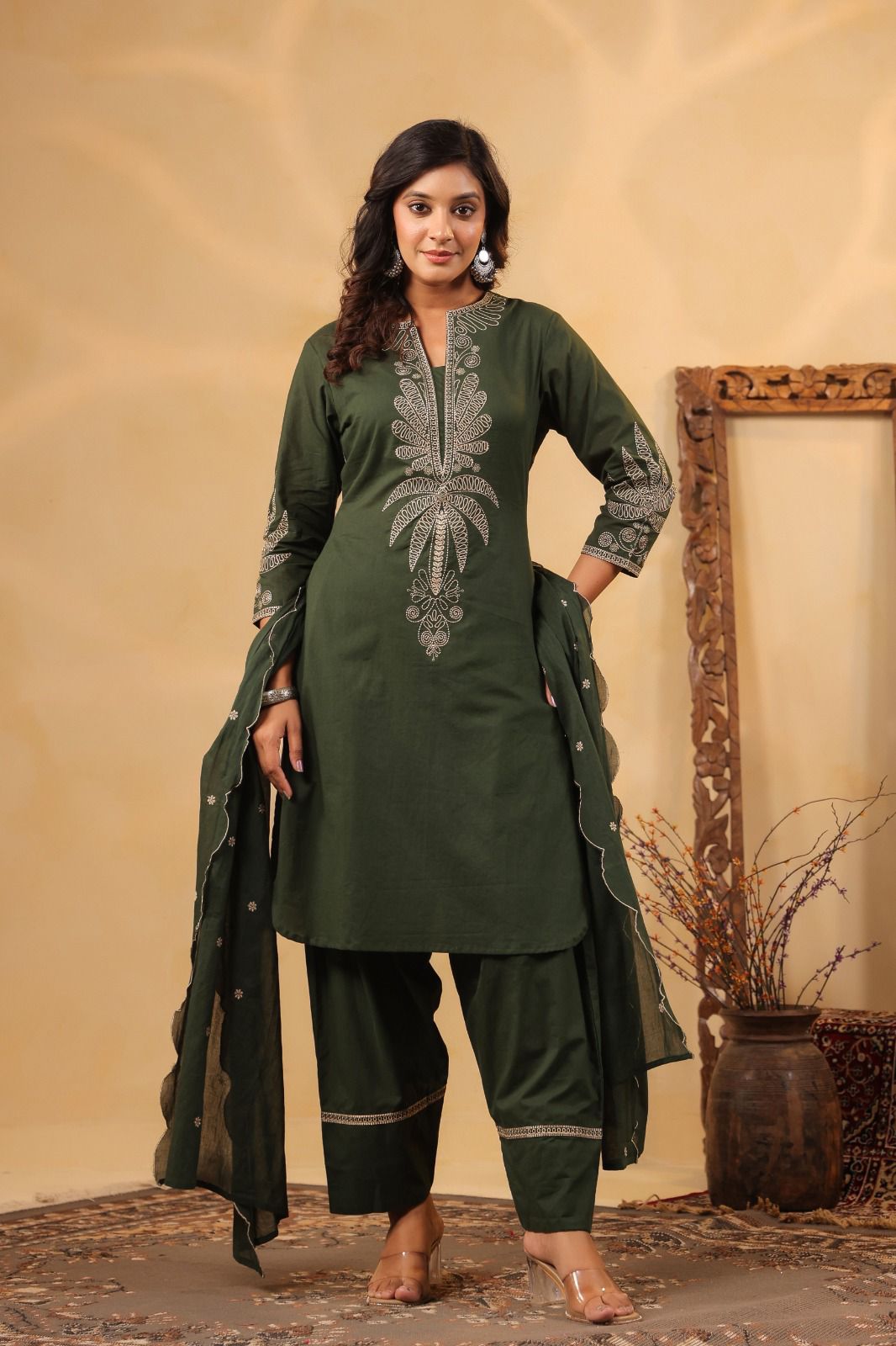 Premium Farsi Salwar 3-Piece Set with Attached Lining in Pure Cotton Fabric. Superior Fitting & Quality Cotton Fabric