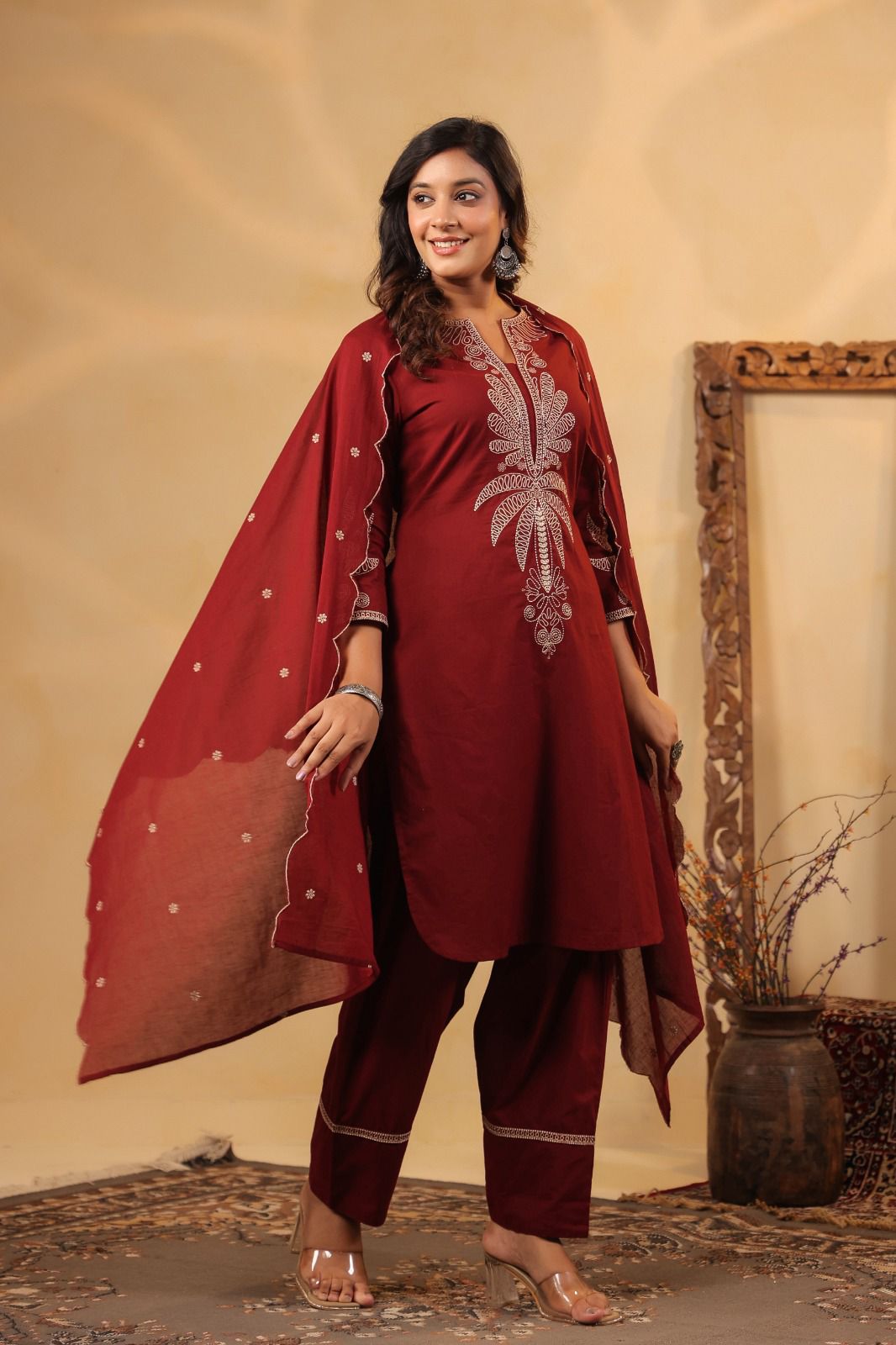 Premium Farsi Salwar 3-Piece Set with Attached Lining in Pure Cotton Fabric. Superior Fitting & Quality Cotton Fabric