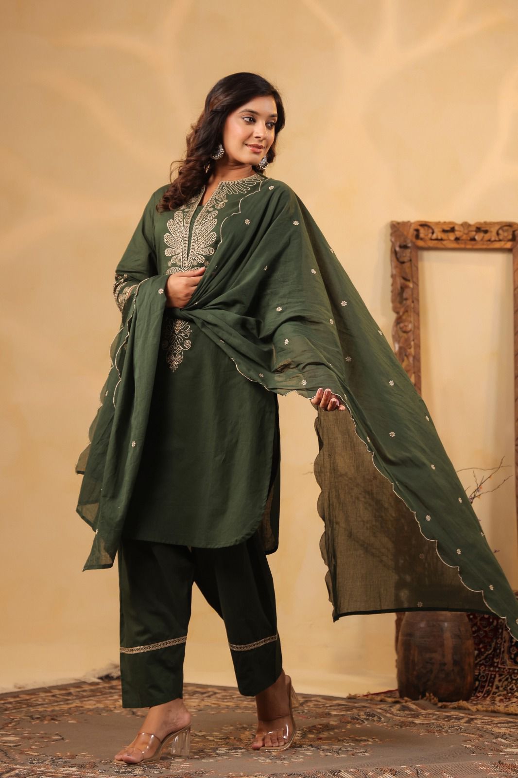 Premium Farsi Salwar 3-Piece Set with Attached Lining in Pure Cotton Fabric. Superior Fitting & Quality Cotton Fabric
