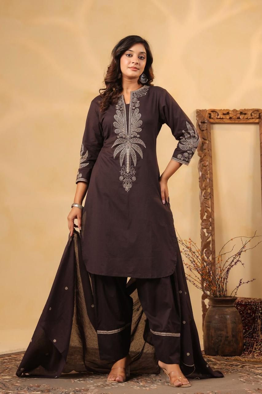 Premium Farsi Salwar 3-Piece Set with Attached Lining in Pure Cotton Fabric. Superior Fitting & Quality Cotton Fabric