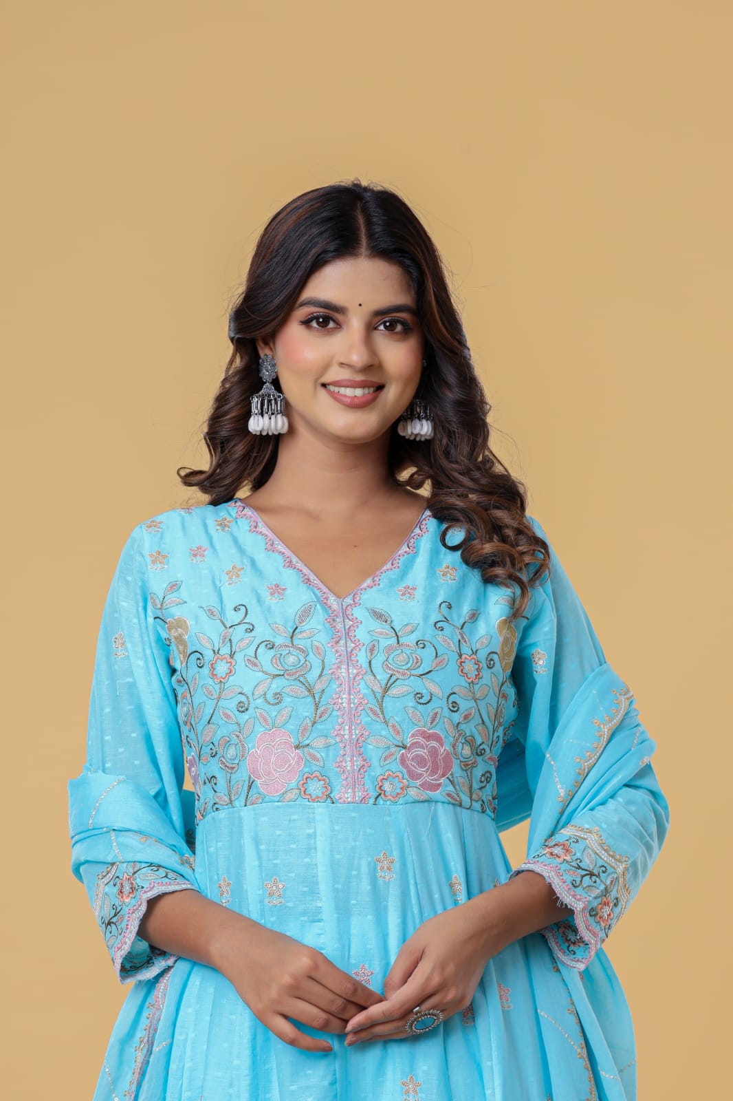 Luxurious & Elegant Mal Mal Cotton Dobi Designer Dress Light Blue with Heavy Manual Embroidery, Superior Quality Fabric, Premium Cotton, Designer 3 Pc. Suits.