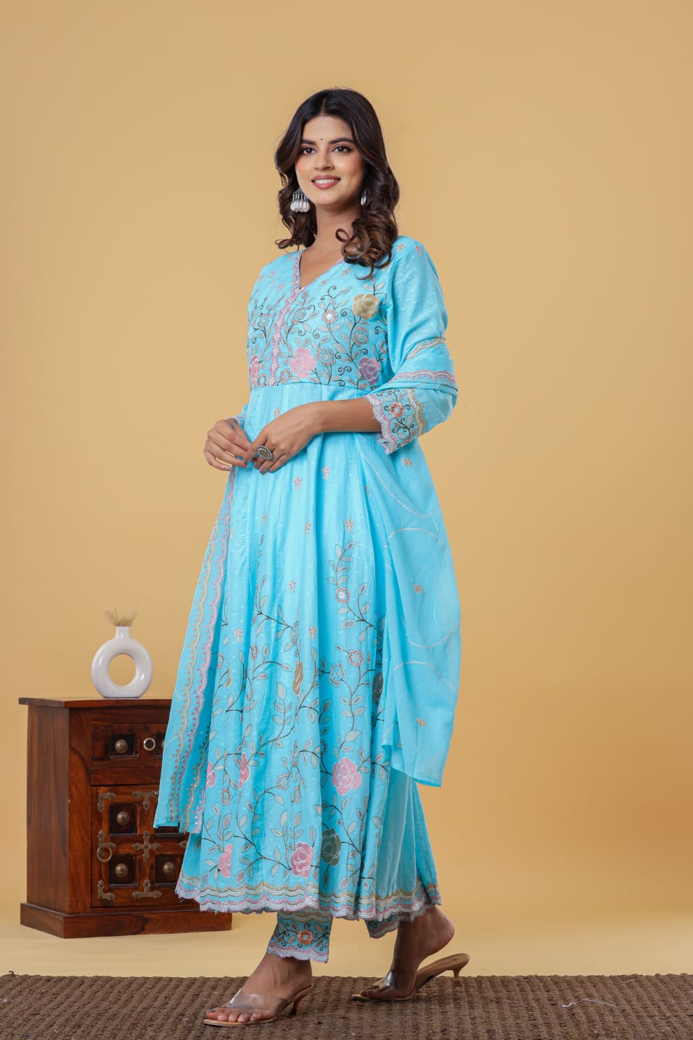 Luxurious & Elegant Mal Mal Cotton Dobi Designer Dress Light Blue with Heavy Manual Embroidery, Superior Quality Fabric, Premium Cotton, Designer 3 Pc. Suits.