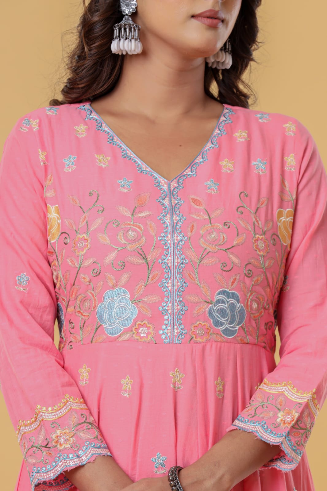Luxurious & Elegant Mal Mal Cotton Dobi Designer Dress Light Pink with Heavy Manual Embroidery, Superior Quality Fabric, Premium Cotton, Designer 3 Pc. Suits