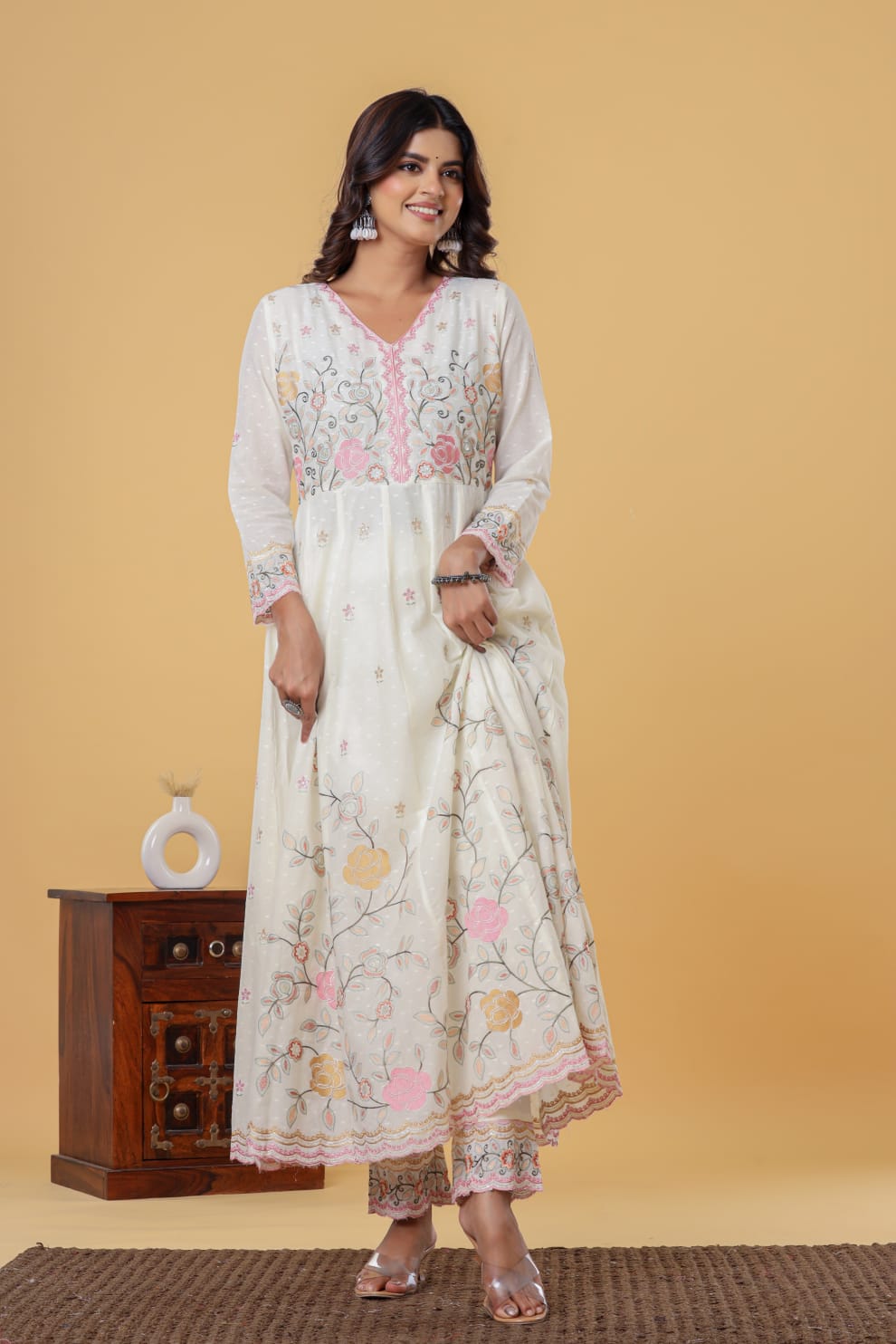 Luxurious & Elegant Mal Cotton Dobi Designer Dress White with Heavy Manual Embroidery, Superior Quality Fabric, Premium Cotton, Designer 3 Pc. Suits.