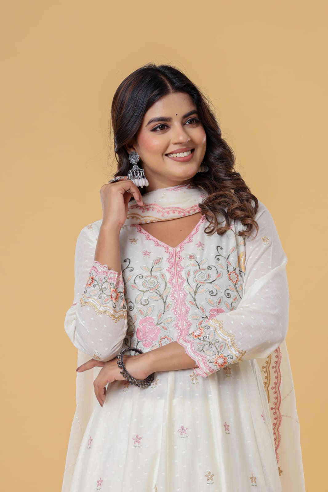Luxurious & Elegant Mal Cotton Dobi Designer Dress White with Heavy Manual Embroidery, Superior Quality Fabric, Premium Cotton, Designer 3 Pc. Suits.
