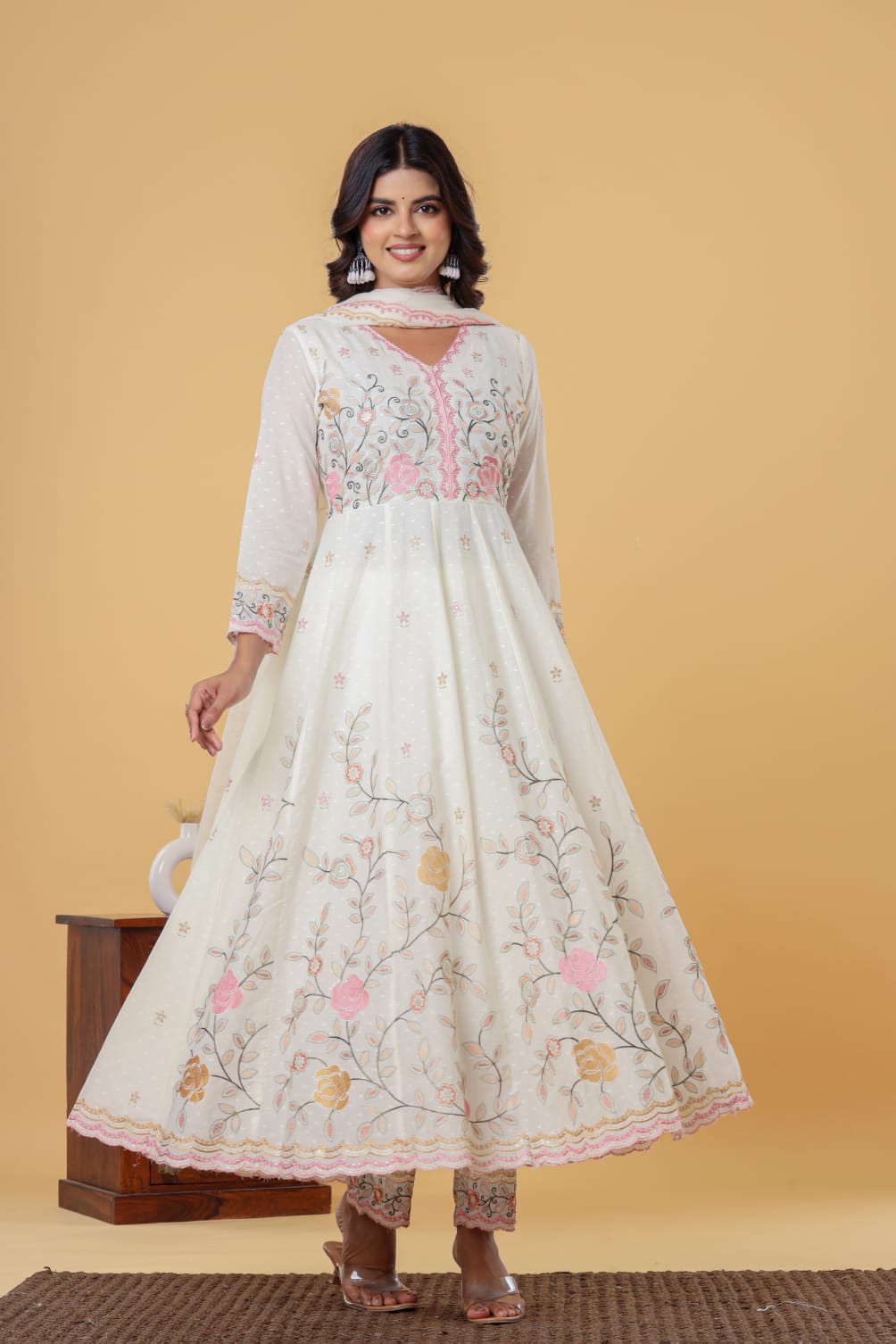Luxurious & Elegant Mal Cotton Dobi Designer Dress White with Heavy Manual Embroidery, Superior Quality Fabric, Premium Cotton, Designer 3 Pc. Suits.