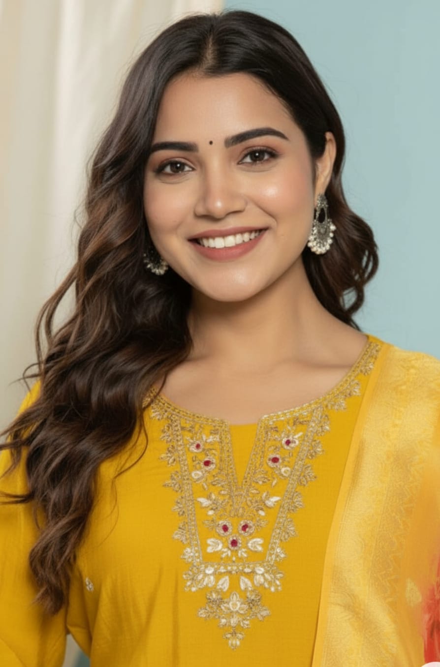 Matka Silk Fabric Lining Attached Heavy Hand Adda Work. 3 Pc Set