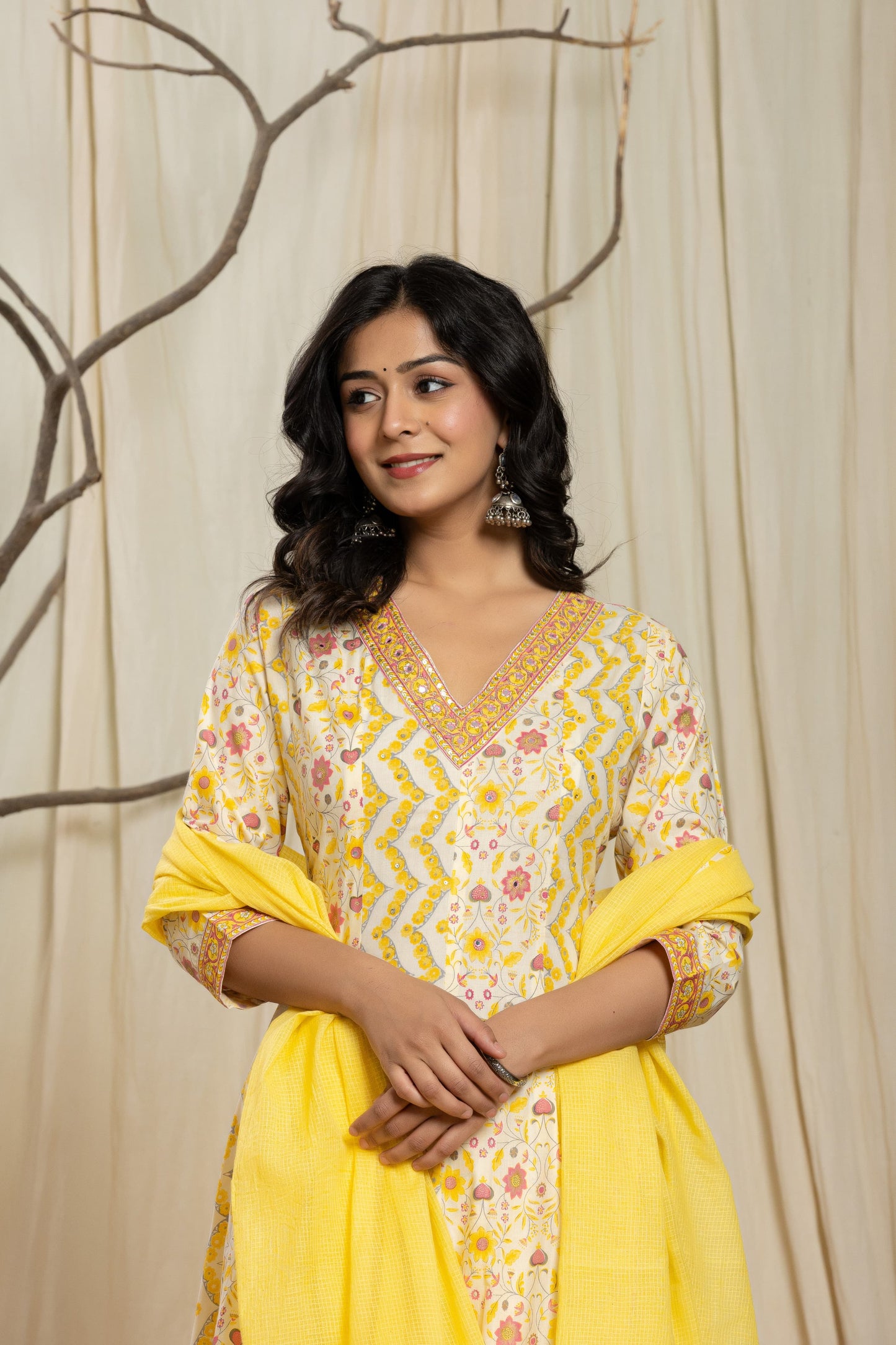 Elegant 3-Piece Rich Cotton Anarkali Set with Rich Cotton Fabric, Hand Sequence work & Kota Doria Dupatta, Superior Quality Cotton Fabric.
