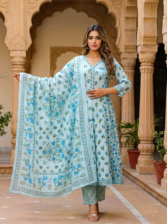 Ruaati Women Premium Mul Cotton Floral Suit Set