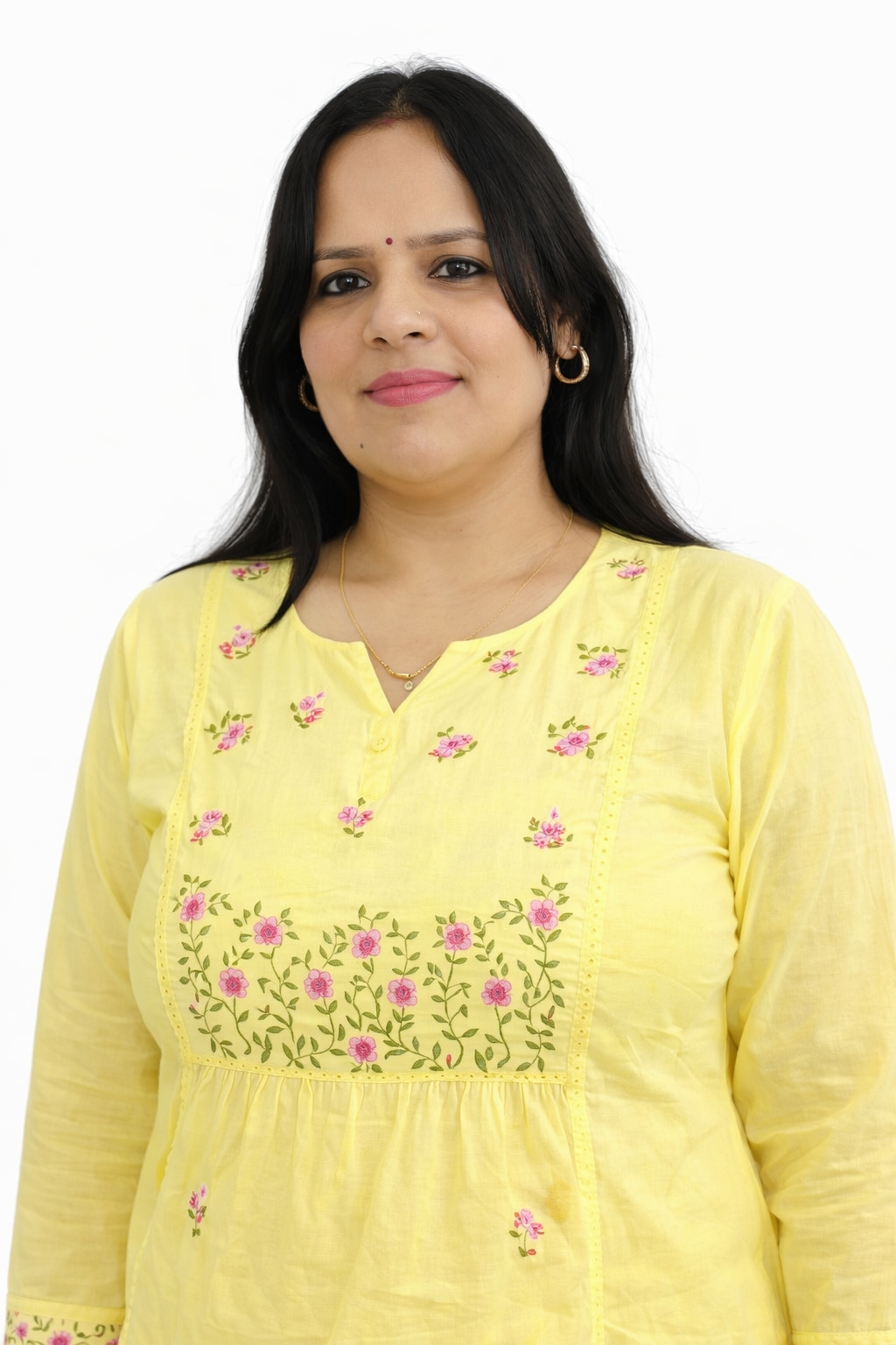 Ruaati Women Pure Mul Cotton Yellow Embroidery Kurta Pant Dupatta Set
