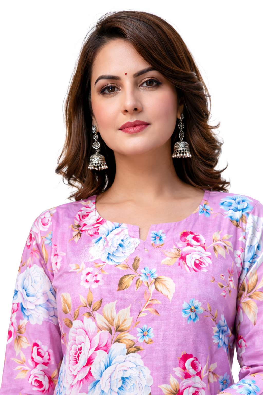 Ruaati Women Pink Floral Printed Kurta Pant Set with Dupatta