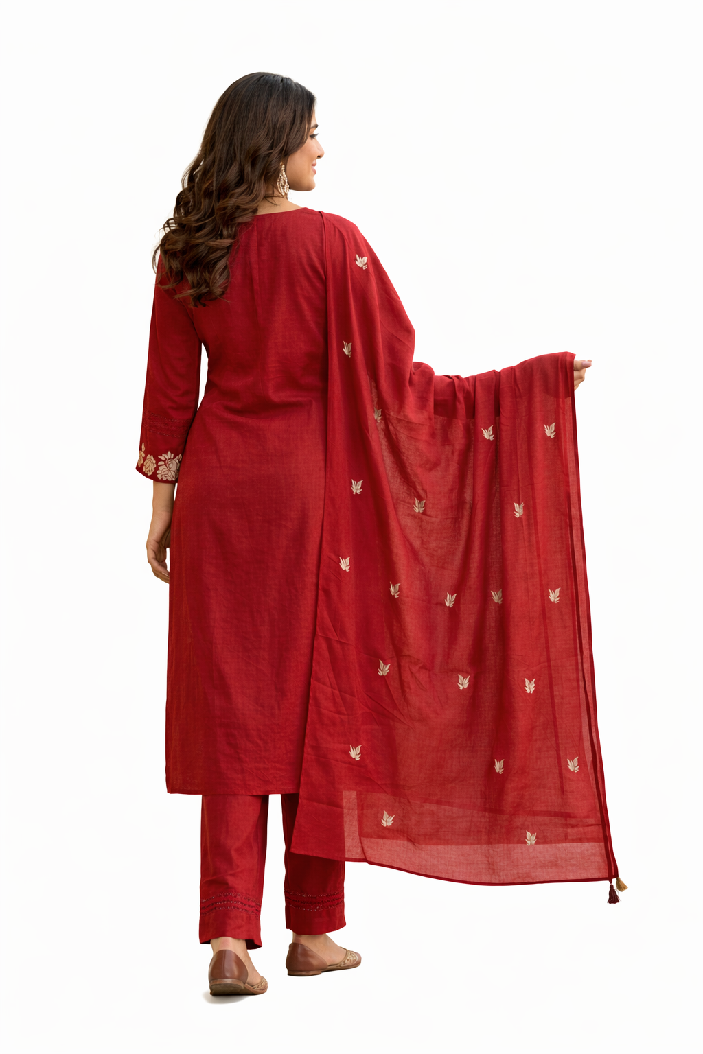 Ruaati Women Cotton Embroidered Kurta Sets with Dupatta – Elegant Ethnic Office Wear