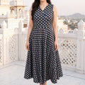 Dark Blue Floral Printed Midi Dress