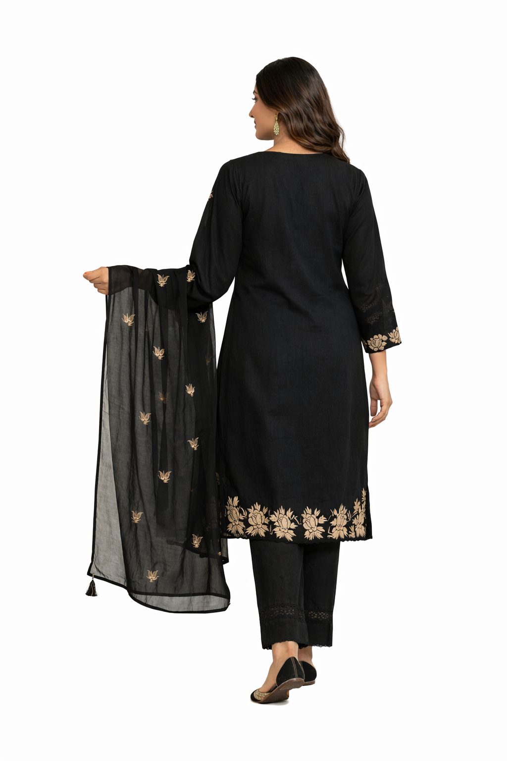 Ruaati Women Cotton Embroidered Kurta Set with Dupatta – Elegant Ethnic Office Wear