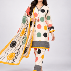 Off-White Multicolour Printed Suit Set