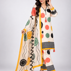 Off-White Multicolour Printed Suit Set