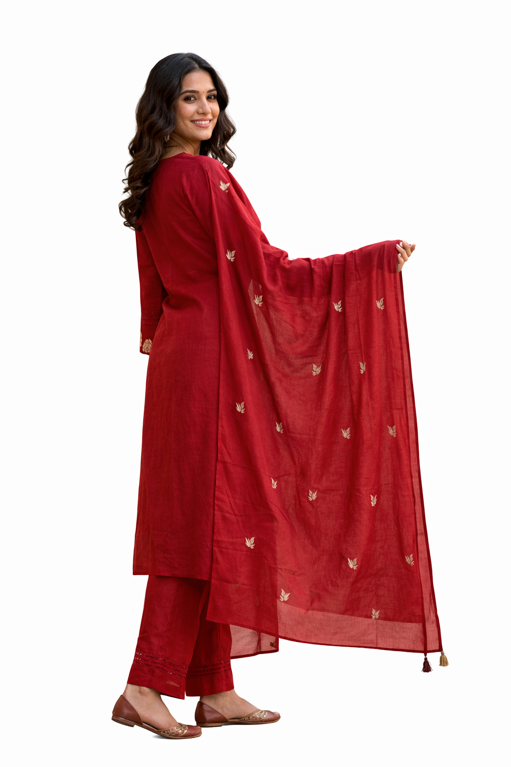 Ruaati Women Cotton Embroidered Kurta Sets with Dupatta – Elegant Ethnic Office Wear