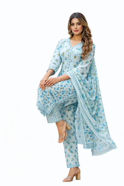 Ruaati Women Premium Mul Cotton Floral Suit Set