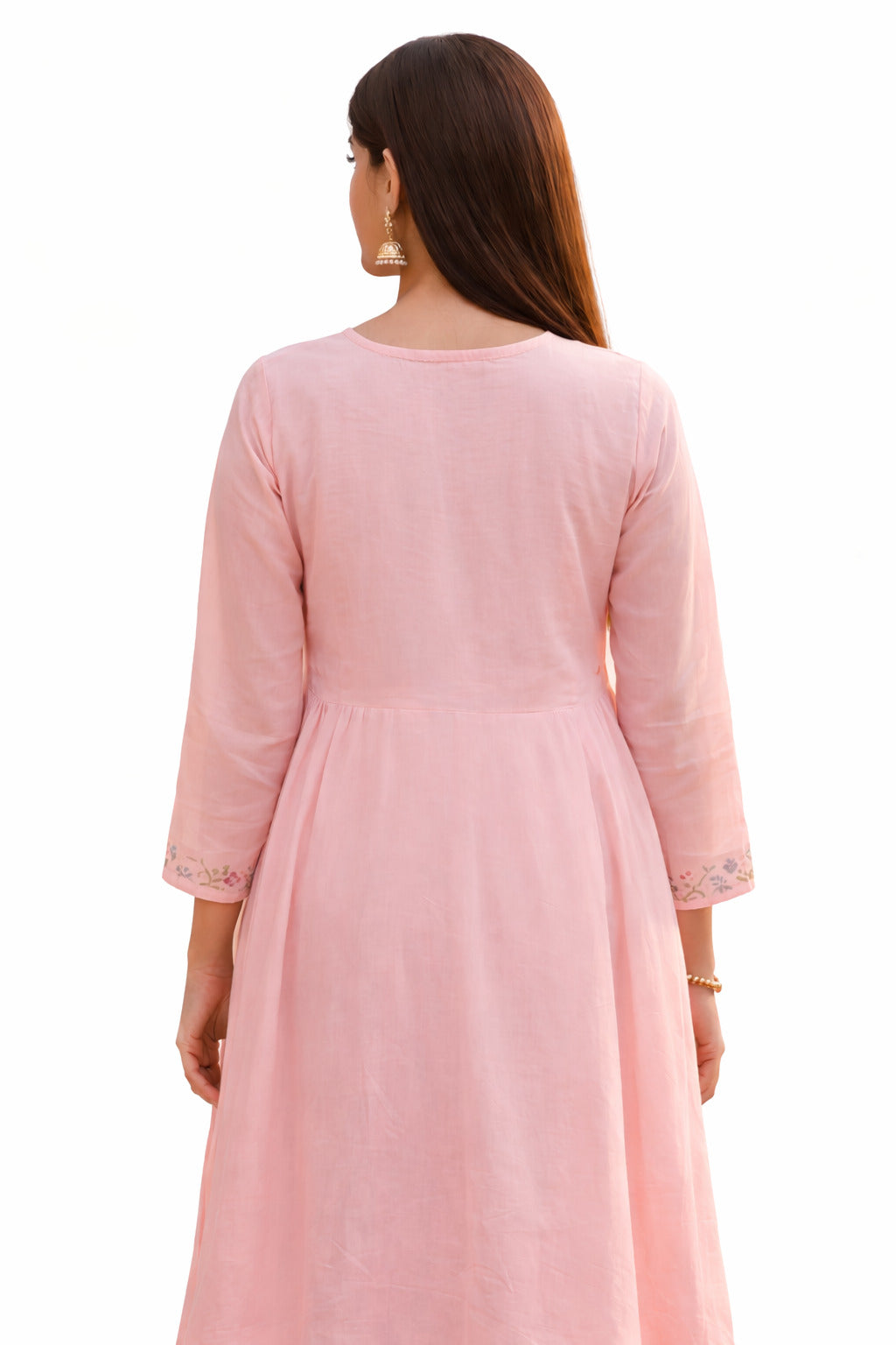 Ruaati Women Cotton Embroidered Pink Kurta Sets with Dupatta Ethnic Wear