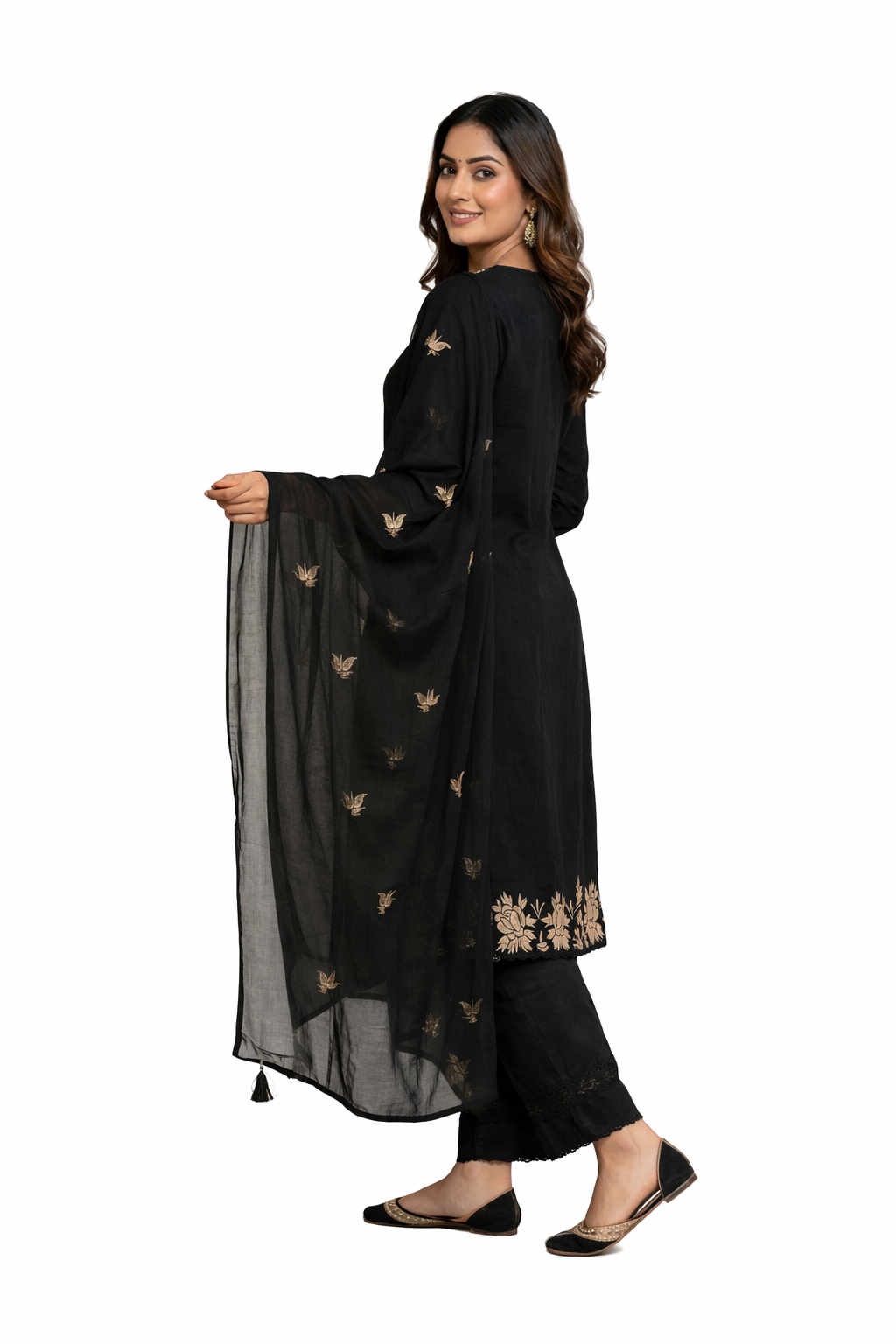Ruaati Women Cotton Embroidered Kurta Set with Dupatta – Elegant Ethnic Office Wear
