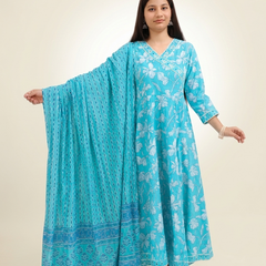Ruaati Sky Blue Anarkali Suit Set