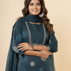 Ruaati Dark Green Kurta Palazzo Set