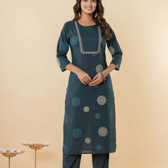 Ruaati Dark Green Kurta Palazzo Set