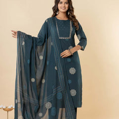 Ruaati Dark Green Kurta Palazzo Set