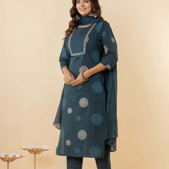 Ruaati Dark Green Kurta Palazzo Set