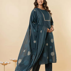 Ruaati Dark Green Kurta Palazzo Set