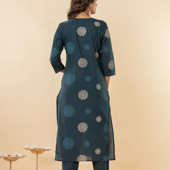 Ruaati Dark Green Kurta Palazzo Set
