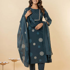 Ruaati Dark Green Kurta Palazzo Set