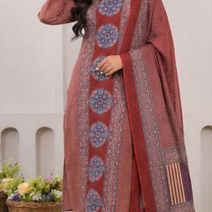 Pure Cotton Hand adda work 3-Piece Suit Set