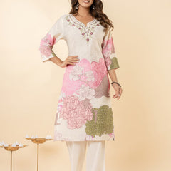 Ruaati White Kurti Set