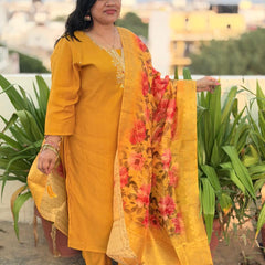 Ruaati Mustard Yellow Kurta Palazzo Set