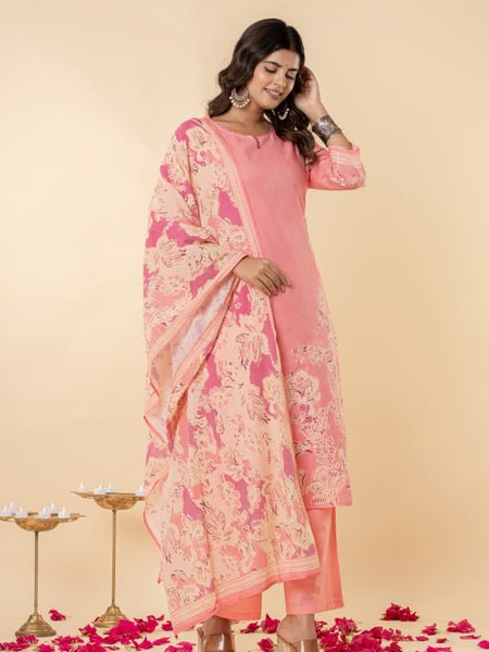 Ruaati Light Pink Kurta Palazzo Set