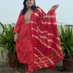 Ruaati Red Kurta Palazzo Set