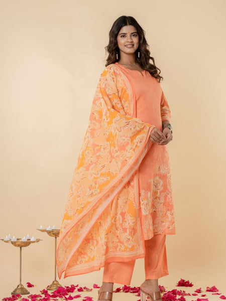 Ruaati Peach Kurta Palazzo Set
