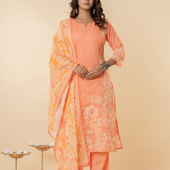 Ruaati Peach Kurta Palazzo Set