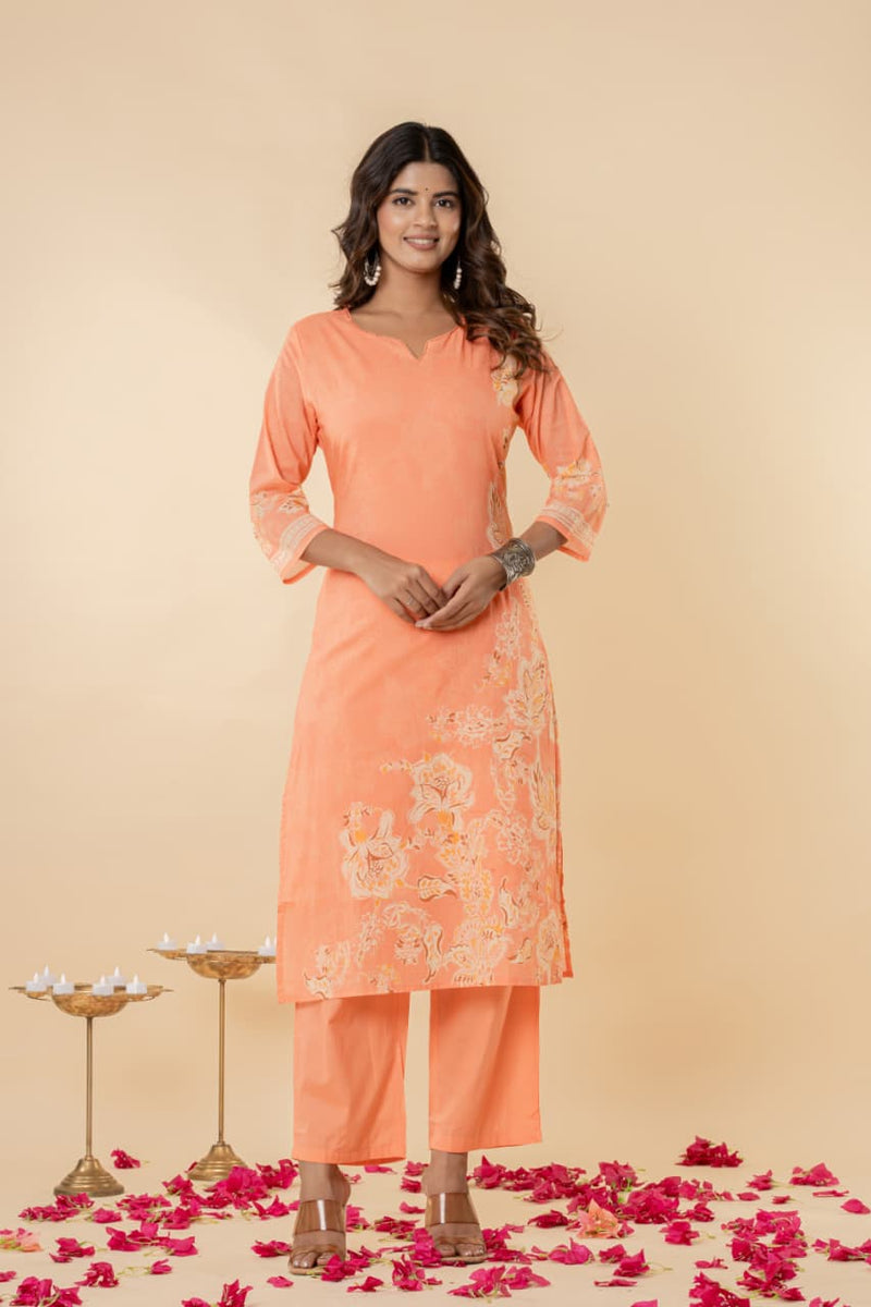 Ruaati Peach Kurta Palazzo Set